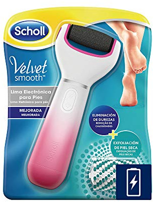Scholl Eléctrica Durezas Pies Velvet Smooth con Cabezal Exfoliante, Color Rosa, Lima