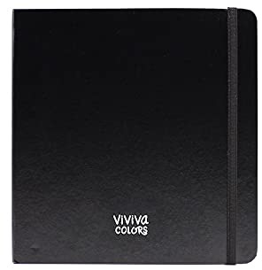 Viviva VV276007 Skizzenbuch mit Kunstleder Einband für Aquarellfarben 100 % Baumwolle, 40 Seiten, 20 Blatt a 300g/m² starkes Papier, 100% Säurefrei, cold pressed 19x19cm SQCOTTONSKETCH Weiß