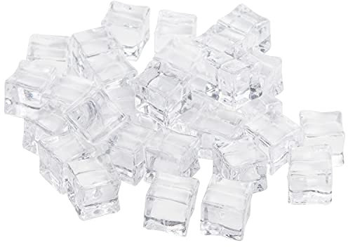 BELLE VOUS Ghiaccio Finto Cubetti (100pz) Ghiaccio Finto per Decorazioni Acrilico da 19 mm - Pietre e Cristalli Gemme Decorative per Matrimoni - Pietre Decorative per Vasi, Tavola, Fotografia, Cucina