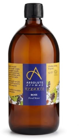 Absolute Aromas Certified Organic Bulgarian Rose Water - 100% Pure, Natural, Nourishing and Hydrating Facial Toner - A Sweet and Versatile Floral Water Suitable for All Skin Types (1L)