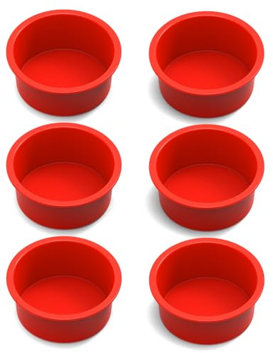 SILIVO 4 Inch Cake Pan (6 Pack) - Silicone Mini Smash Cake Pans, Nonstick Small Cake Pans for Smash Cake,Muffin and Egg Bites