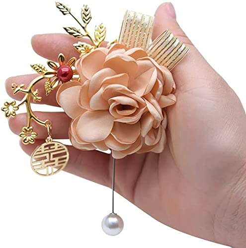 llxyzrzbhd Boutonniere Brautigam Handgelenk Blume Hochzeit Blume Ansteckblume Damen Hochzeit Boutonniere Klassische Brosche Prom Geschenk für Bräutigam Golden Leaf Anstecknadel Hochzeit Boutonniere