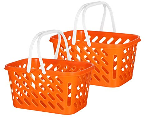 STOBOK Kids Shopping Basket - Portable Grocery Basket Pretend Play Food Toy Storage Organizer with Handle for Boys & Girls