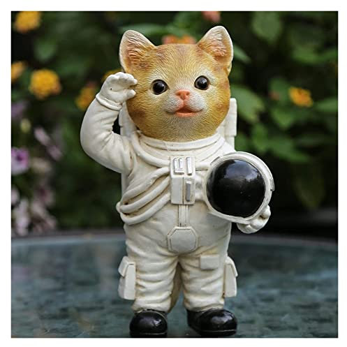 Garten Outdoor Statue Outdoor Garten Innenhof Cartoon Katze Ornamente Harz Simulation Astronaut Spaceman Kreative Dekoration Landschaft Skulptur (Farbe: B)
