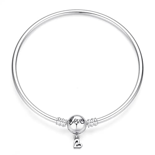 LNQOBU Pulsera para Mujer Plata de Ley 925,Pulsera Mariposa con Charm de Corazón Brillante, Pulseras Joyería (Con un Abalorio de Color)