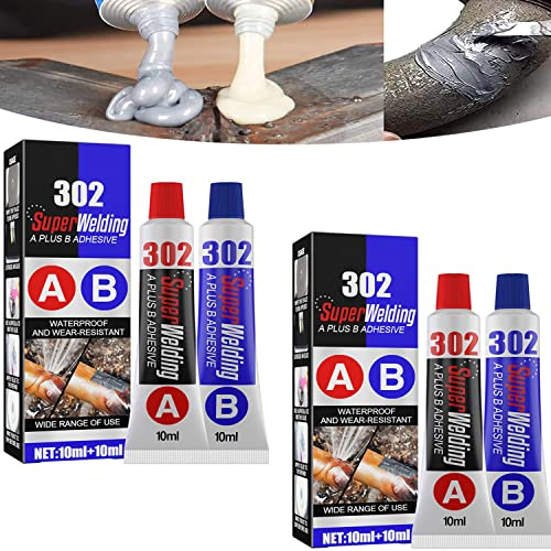 All Purpose Metal Repair Glue 302, colla per metallo resistente al calore, colla a due componenti, colla per metallo, colla per saldatura magica, riparazione della pasta per metallo (set da 2)