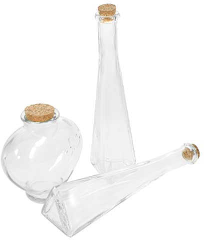Artibetter Juego De 3 Botellas De Vidrio para Ceremonia De Arena De Boda con Formas De Corazón Y Prisma Tarros Transparentes para Decoración Y Almacenamiento DIY