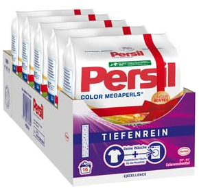 Persil Color Megaperls (5 x 16 Waschladungen), Colorwaschmittel mit Tiefenrein Technologie, Waschmittel für reine Wäsche & hygienische Frische für die Maschine, 20 °C bis 60 °C