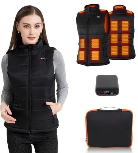BIAL Heated Gilet Womens, Heated Vest Women with 7.4V Fast Charging 16000mAh Battery Pack, Heated clothes Lightweight Body Warmer Heated Jacket Electric Heated Waistcoat for Ladies Women