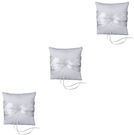 ABOOFAN 3 Stücke Funkelnden Strass Braut Hochzeit Bearer Kissen 10x10cm Satin Band Kissen Für Zeremonie