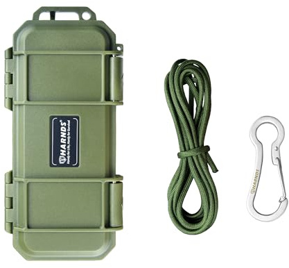 Harnds Wasserdichte Aufbewahrungsbox mit Schwamm Stoßfest und Druckfest Dichtungsstruktur Wild Survival Storage Box für Camping, Bootfahren und Wassersport (Grün.17,6x8x4 cm)