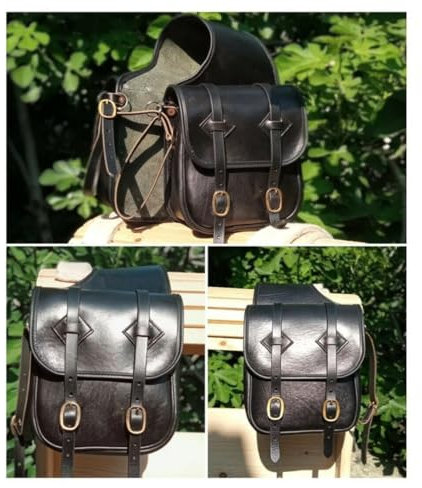 EQUIGEAR Western-Leder-Satteltasche für Pferde | Reitvergnügen Wanderritt geeignet für Reiten und Fassrennen | Satteltasche mit verstellbarem Riemen GRÖSSE: 10X10X3 SA-53