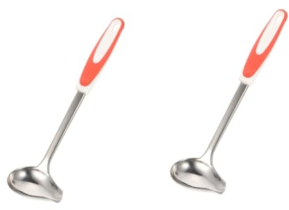 Garneck 2 Pièces Cuillère ergonomique kitchen louche à long manche boule d'assaisonnement serveurs décor louche à sauce gadgets de cuisine trou de poinçon cuillerée à soupe pouvez Métal pp