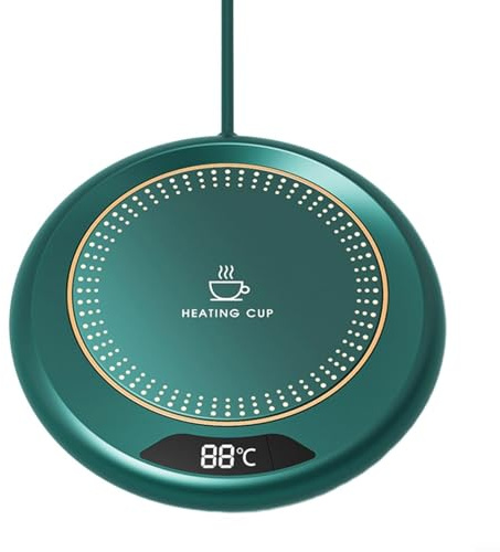 Chauffe-tasse à café, chauffe-tasse, dessous de verre intelligent à température constante, chauffe-tasse à café USB, 20 W, chauffage à 3 vitesses (vert)