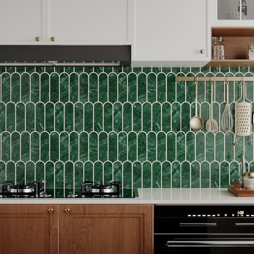 VaryPaper 3d Stickers Muraux Effet Marbre Vert 30.5cmx30.5cm 10 Pièces Credence Adhesive pour Cuisine Autocollants Muraux Salle de Bain Imperméable Carrelage Adhesif Mural Cuisine Toilettes
