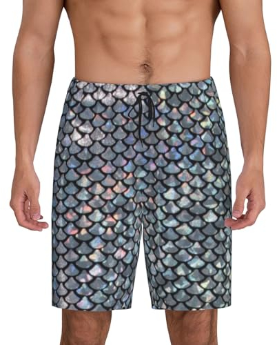 Silver Fish Scale Herren-Schlafanzughose – weiche Nachtwäsche für bequemen Schlaf und Entspannung, elastische Taille, atmungsaktive Nachtwäsche, Sommer-Pyjamahose, Silberne Fischwaage, XXL