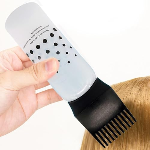 Flacone applicatore per olio per capelli, applicatore per olio per cuoio capelluto | Applicatore di olio per tinture per capelli | Pettine per olio per bottiglie con spazzola per tinture per capelli,