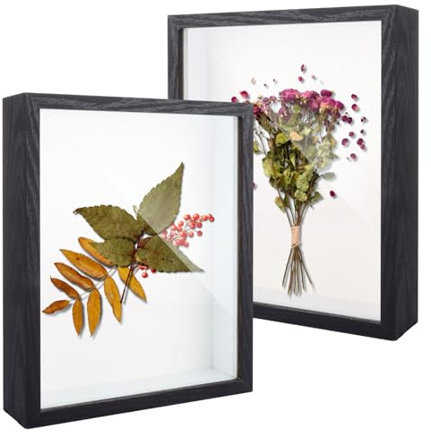 LOPYXBR 2PCS Black Shadow Box Frame 8x10 Inch Black Box Frames for Crafts 3D Deep Boxes Frames 3D Picture Frame for Photos Memory Crafts Flowers Wedding, Depth 1.97 Inch