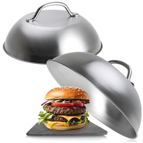COM-FOUR® 2x copri hamburger 22,5 x 10 cm in acciaio inox 304 - copri hamburger fondente - copri hamburger per cucina, grill e teppanyaki - copri hamburger lavabile in lavastoviglie