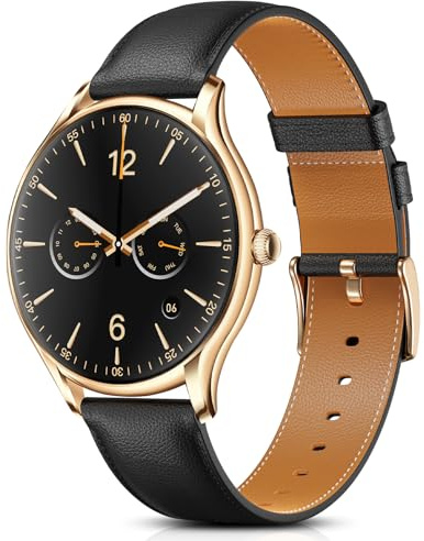 BOALZETD Smartwatch Damen mit 1,43 AMOLED Touchscreen, Fitnessuhr mit Schrittzähler 120+ Sportmodi IP68 Wasserdicht Puls/SpO2/Menstruationszyklus/Schlafmonitor für iOS und Android, Roségold Schwarz