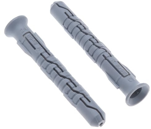 8mm x 65mm Long Plastic Wall Plugs for Screws, Heavy Duty Nylone Anchors, White Dowel Universal Expansion Fixings for Secure Mounting on Brick, Concrete, and Hollow Walls (Pack of 50)