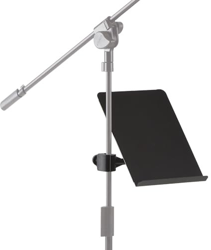 QUIK LOK - MUS/002 Gelenkarm mit Ablage/Notenpult, Universalklemme Ø15-35mm, leicht und kompakt, ideal für Musiker, Farbe Schwarz