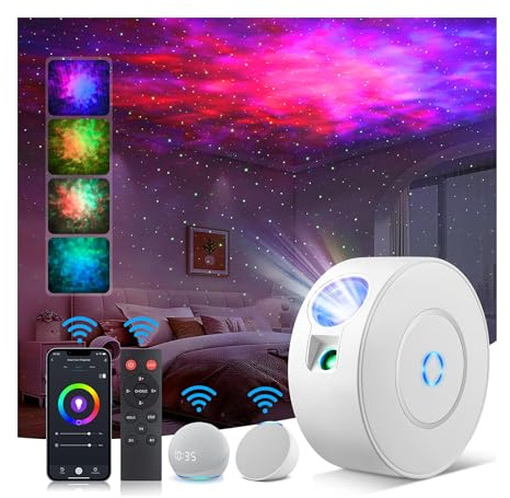 Aurviv Projecteur Ciel Etoile, Projecteur Galaxie Avec Application Intelligente et Commande Vocale, Lumière Galaxie 16M de Couleurs Pour Chambre D'enfants et Adultes, Décoration de Chambre, Fête