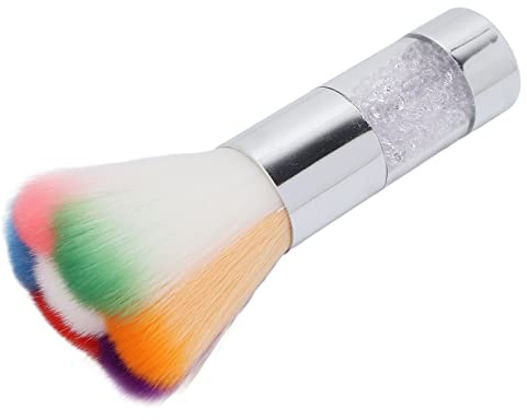 Bärbar Enkel Färgglad Makeupborste med Mjuka Fluffiga Borst för Rodnad och Nagelkonstdammrengöring - Silver (Silver)