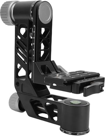 Cabezal de Trípode de Gimbal 360 ° Panorámico, Cabezal de Trípode de Gimbal Aleación de Aluminio de Servicio Pesado con Placa de Liberación Rápida Tipo Arca, Estabilizador de
