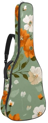 Gitarrentasche, gepolstert, für Akustikgitarre, mit verstellbaren Schultergurttaschen, Orange und Limettengrün, Mehrfarbig 02, 42.9x16.9x4.7 in, Lässiger Tagesrucksack