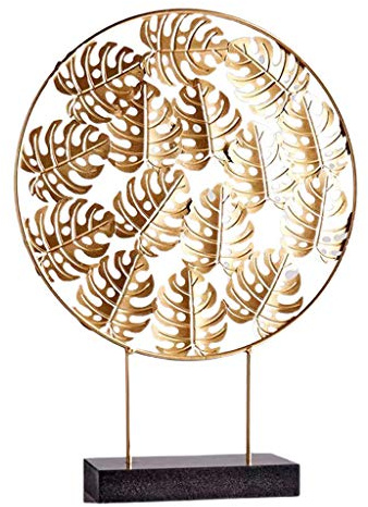 HVRFJXI Foglie di metallo Decorazione Scultura Foglia di Monstera Con Base in Legno Artigianale Statua di Arte Per Soggiorno Corridoio Camera