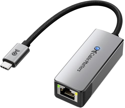 Cable Matters USB C to 10Gb Ethernet Adapter, 10GbE Type C to Ethernet Adapter, Compatible with USB4 & Thunderbolt 5/4/3, Low-Heat & Silent, Real-World Speed: ~7Gbps on Windows / ~5Gbps on macOS