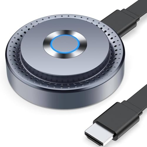 Miracast HDMI Dongle Adapter,Wireless HDMI Dongle Kabellos Adapter mit Screen Mirror für Streaming von Video/Audio/Dateien Übertragung von Laptop,PC,Smartphone auf HDTV,Beamer,Monitor (Silbergrau)
