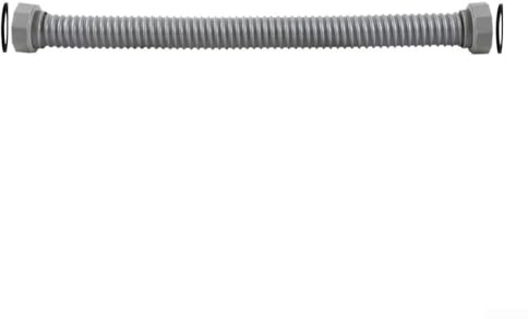 ZAMETTER Tuyau de vidange d'évier de cuisine gris de 45 cm avec acier inoxydable 304 pour lavabo, lave-vaisselle, baignoire, tuyau de vidange ondulé flexible G1-1/2