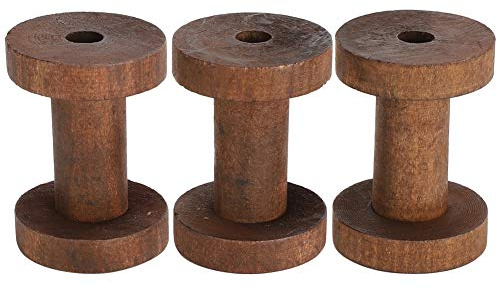 Arythia 3-Pack Träspolar, Vintage Sytrådsspolar i Mörkbrunt Trä, 6,1 x 4,3 cm Släta Trådrullar i Trä för DIY Sybehör, Pysseltillbehör och Bandförvaring