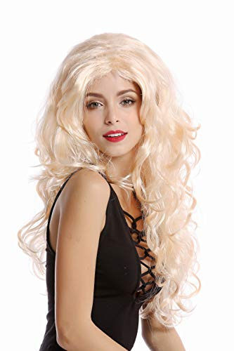 WIG ME UP - 70631-P02 Perücke Damen Karneval Fasching blond Lockenpracht üppiges Volumen hellblond Mittelscheitel 60 cm