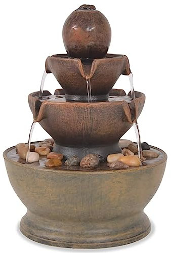 vidaXL Zimmerbrunnen mit Pumpe Dekobrunnen Springbrunnen Zierbrunnen Wasserspiel Tischdekoration Brunnen Polyresin Kunststoff-Basis Braun