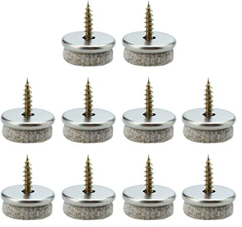 uxcell 10pcs Screw Felt Glider Furniture Pad Nails Screw-in Glide Slider 22mm/ 7/8 Dia for Wooden Table Desk Leg Feet