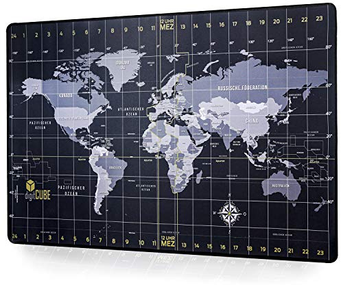 SCHNÜRRLIE Schreibtischunterlage Weltkarte Deutsch 90x40 cm Schwarz