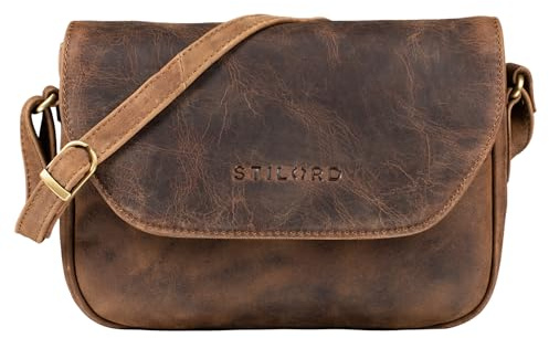 STILORD Esther Damen Handtasche Umhängetasche Echtleder Vintage Ledertasche zum Ausgehen Klassische Abendtasche Partytasche Freizeittasche Leder Farbe:mittel - braun