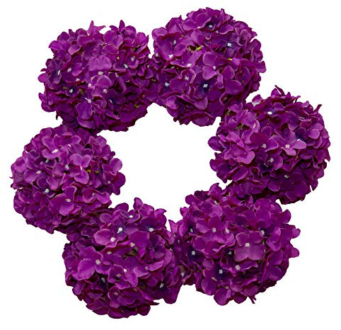 DuHouse Hortensien Kunstblumen, seidenblumen Köpfe,6 Stück, Dunkelviolett | Fake Hortensien Blumenköpfe mit Stiel, wie echt, für Hochzeit, Heim, Party & Garten Deko, 22cm