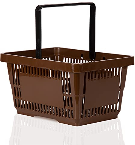 Einkaufskorb 22l Handkorb mit Tragebügel | Kunststoffkorb stapelbar | Tragekorb stabil | Plastikkorb lebensmittelgeeignet | Shopping-Basket (braun)