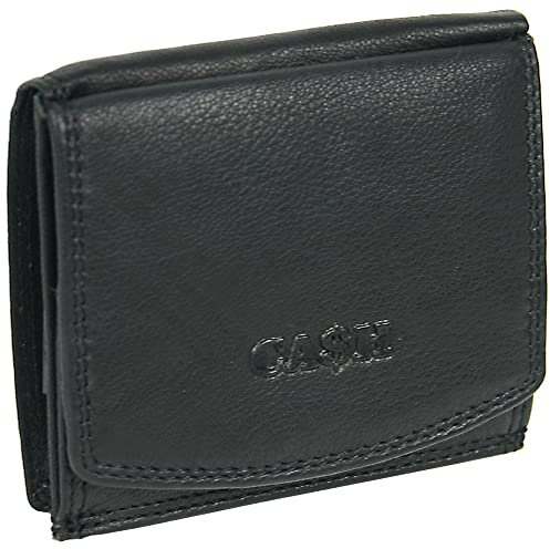 CA$H - Herren Geldbörse Wiener Schachtel/großes Münzfach - Echt-Leder Portemonnaie - Schwarz