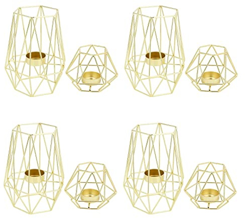 KVSERT 8 x goldene geometrische Teelichthalter Metall für Wohnzimmer und Badezimmer