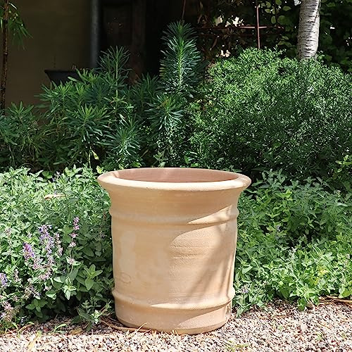 Palatina Werkstatt Terracotta Blumentopf Canna 35 cm, handgefertigter Pflanzkübel für Balkon, Eingangsbereich und kleine Terrassen, frostsicherer Terrakotta Übertopf, 32 Liter