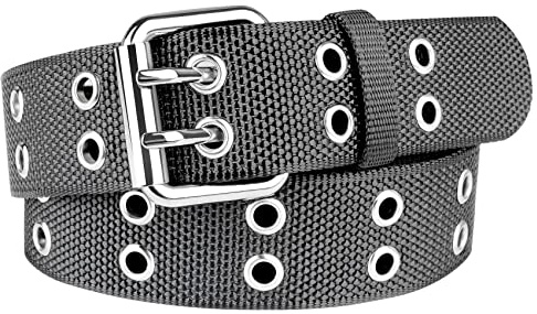 Drizzte Nietengürtel Gürtel Übergröße 110-170cm Stoffgürtel Unisex Schwarz Gürtel Damen und Herren