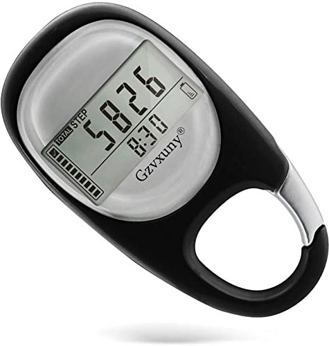 Gzvxuny Walking Pedometerwith Clip, Multifunctional Step Counter with Large LCD Display, Help Track Steps and Miles/Km Calories Burned and Activity Time 7 Days Memory - Black