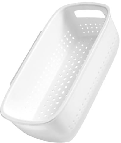 CHILDWEET Double Layer Colander Basket Kitchen Filter Wall-Mount Vegetable Washing Basket Fruit Strainer Removable Design Space-Saving 10.8X5.6X3.7 Inch White