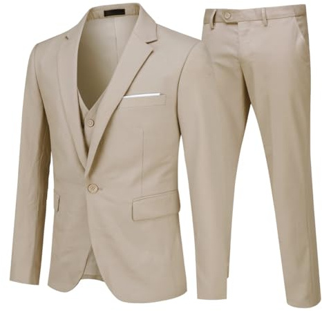 Allthemen Costume Homme 3 Pièces Formel Un Bouton Smokings Suits Classique | Slim,Mariage Business Casual,Couleur Unie,Classique Revers,Tailles Européennes,Poches Utilisées,Quatre Saisons,Anti-Rides