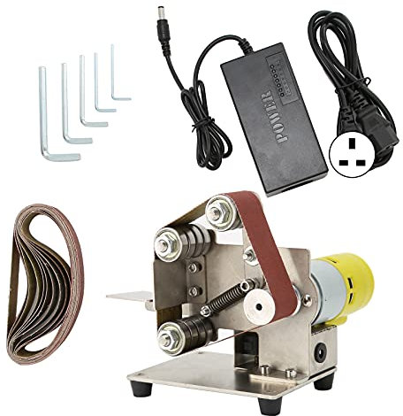 Mini Belt Sander ,DIY Power Sanding Machine Mini Bench Belt Grinder Electric Handheld DIY Polishing Sanding Machine Sharpener Grinder AC110?240V for Metal Wood Polishing (UK Plug